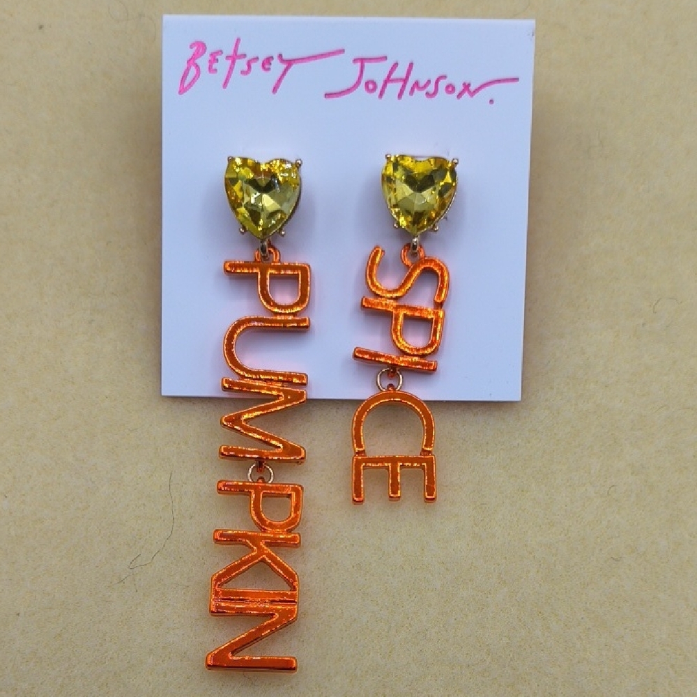 Betsey Johnson Mismatched Pumpkin Spice Earrings